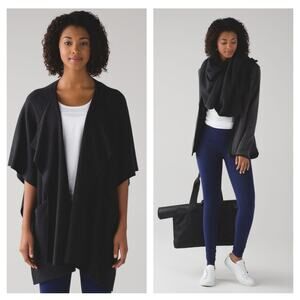 Lululemon Heathered Black After Asana Wrap Sweater One Size